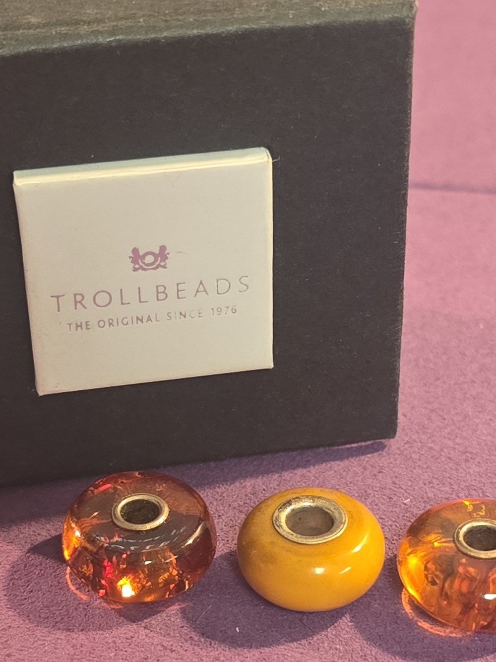 Trollbeads Amber and Yellow Glass Spacer Beads
